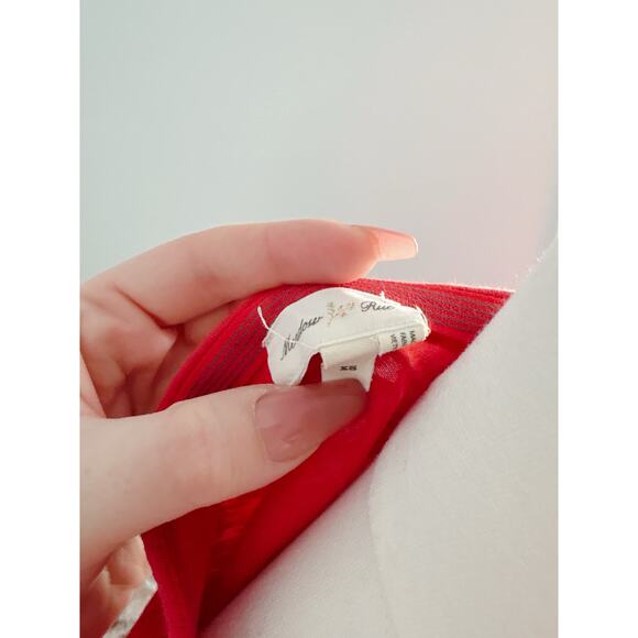 Anthropologie Meadow Rue Red Floral Cap Sleeve Top XS Feminine Boho Blouse - Picture 9 of 9